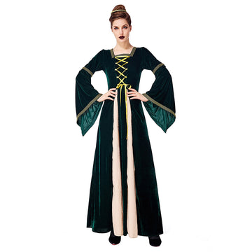 Halloween Disfraz Medieval Renacimiento Vestido Largo de Manga Larga Vestido de Corte para Adultos Femenino